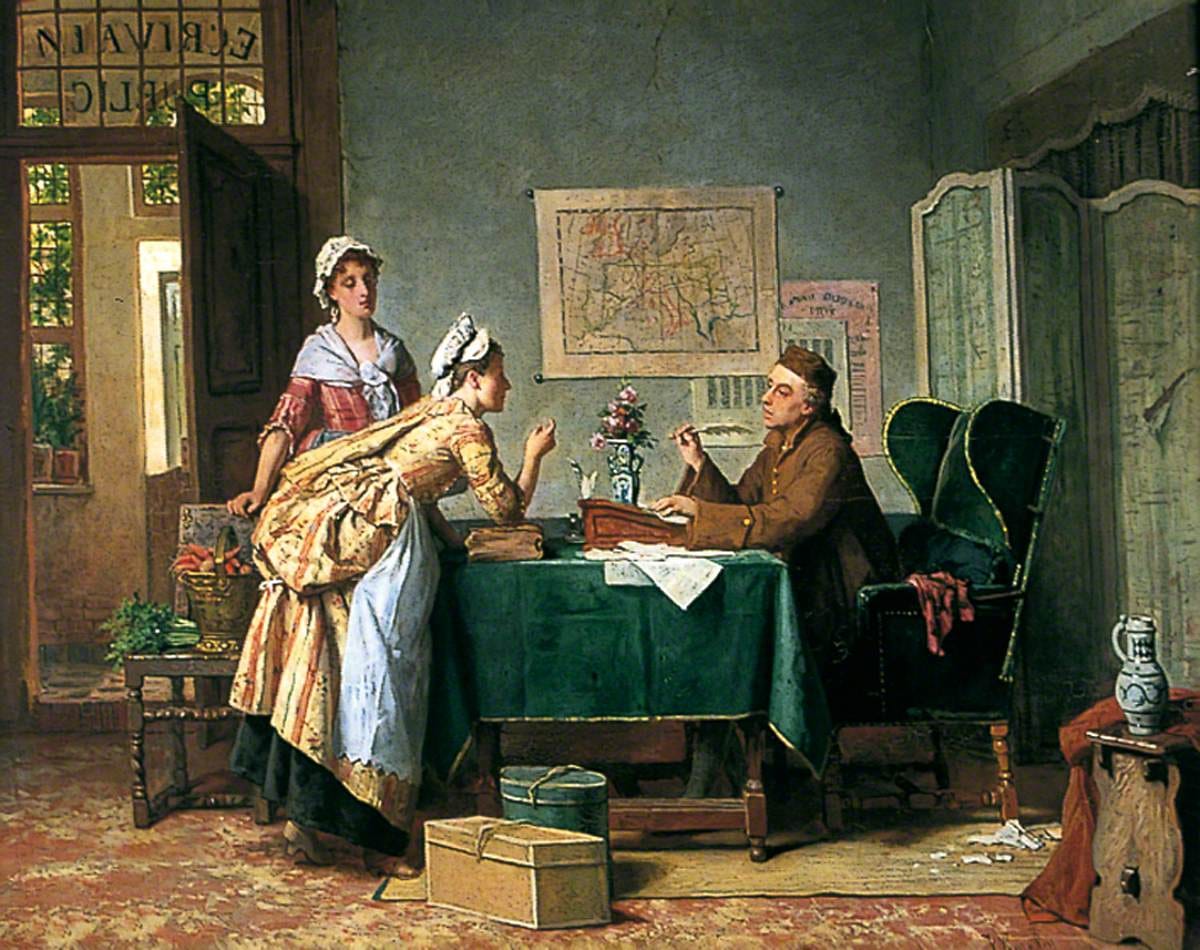 Image: The Public Letter Writer by Jean Carolus (1814 — 1897). Oil on canvas. York Art Gallery, UK.
